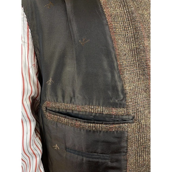 Isaia Sport Coat Mens 44R in Brown Red Plaid 100% Wool Blazer - Picture 8 of 12